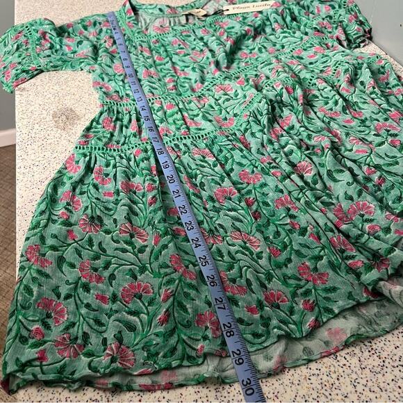 NWT Playa Lucila Floral Tiered Mini Dress Green Flowy Beach Boho Women’s Size S - Picture 8 of 8